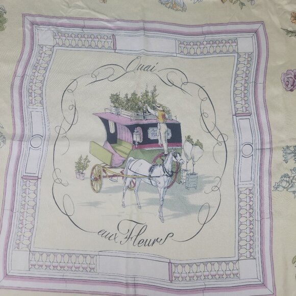 Hermes scarf 100% silk "Quai aux Fleurs" first edition 1952 vintage France rare - Picture 5 of 9